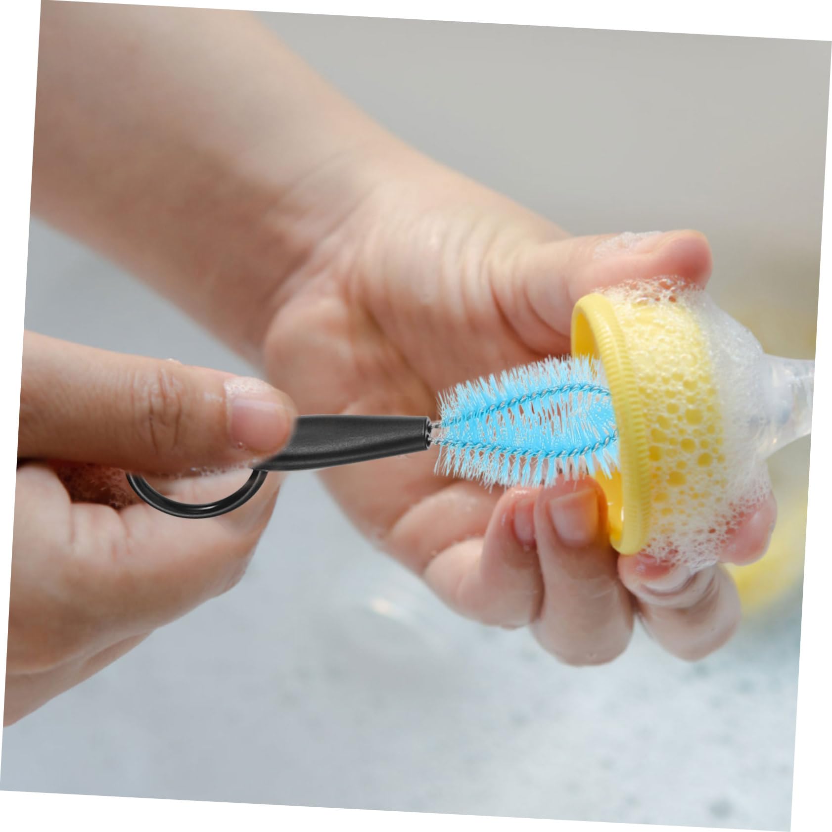 Gatuida Juego de 4 Cepillos Limpiadores Multifuncionales para Botellas y Pajitas Esponja, Diseño Compacto y Almacenamiento Conveniente para Limpieza Hogar