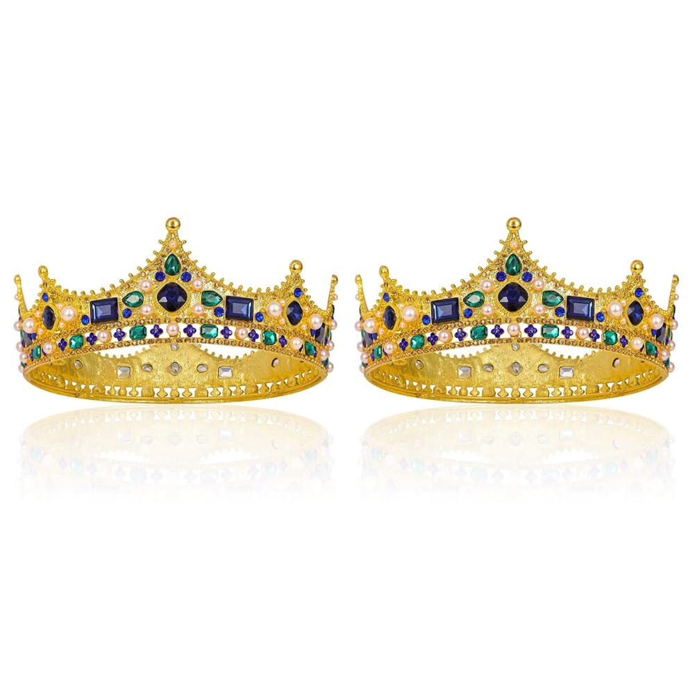 Couronne de roi d'or et cristaux baroques pour sublimer vos soirées de théâtre et bals costumés