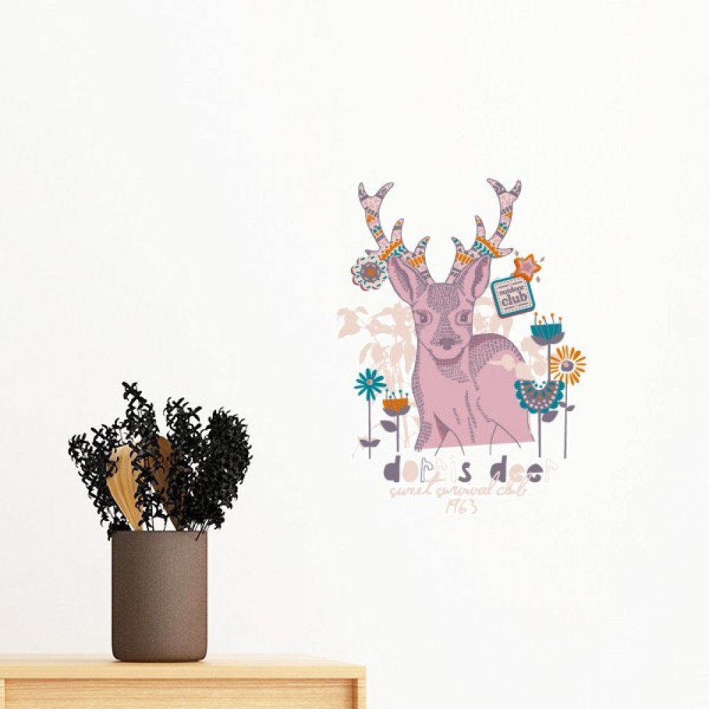 Sticker mural renne de Noël amovible et repositionnable de 70cm