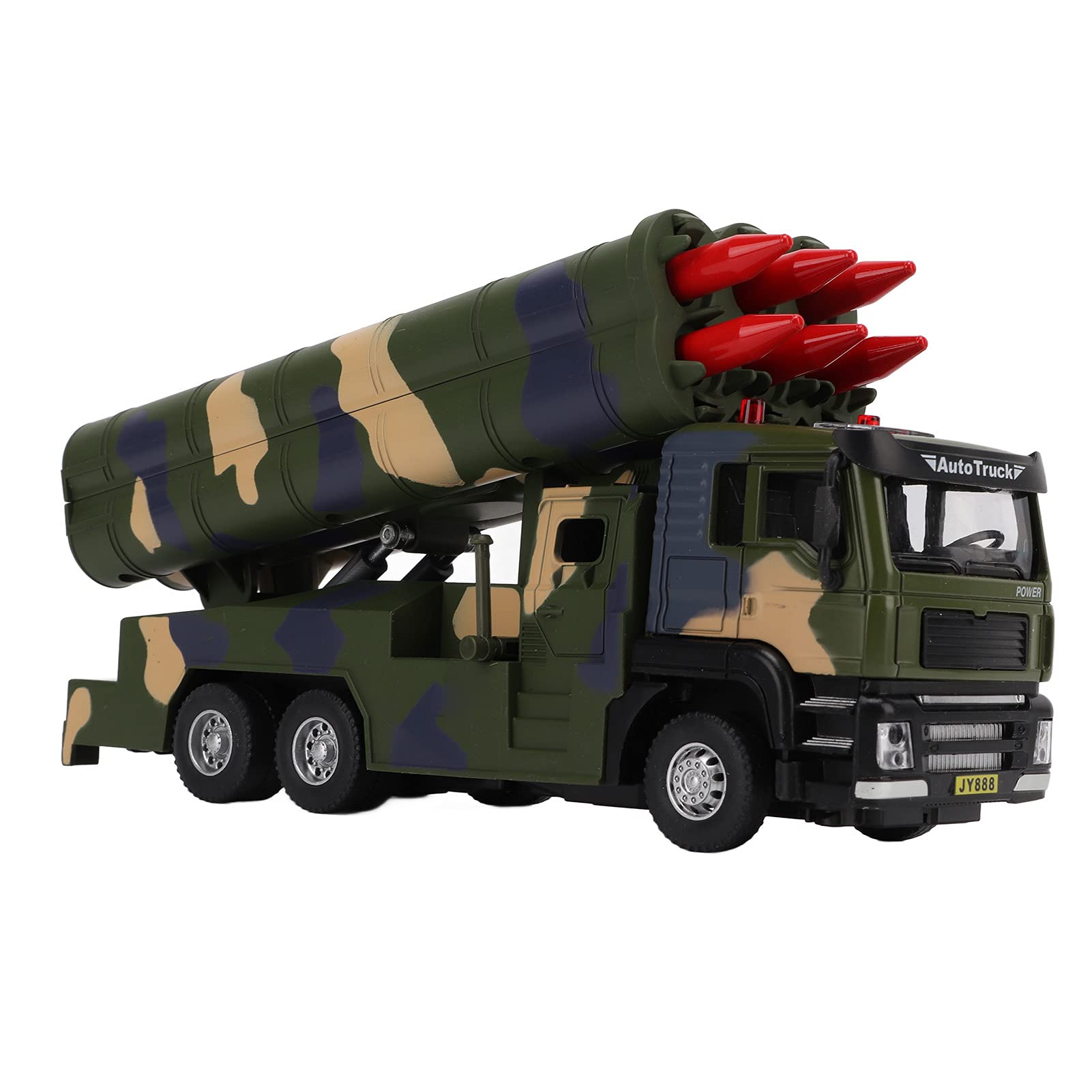 Dilwe Modello di Veicolo Militare a Razzo 1/50, Lancio di Razzi Sollevabile, Alluminio Premium + ABS, Auto Giocattolo a Razzo a Trazione Posteriore con Suono e LED, di Decorazione