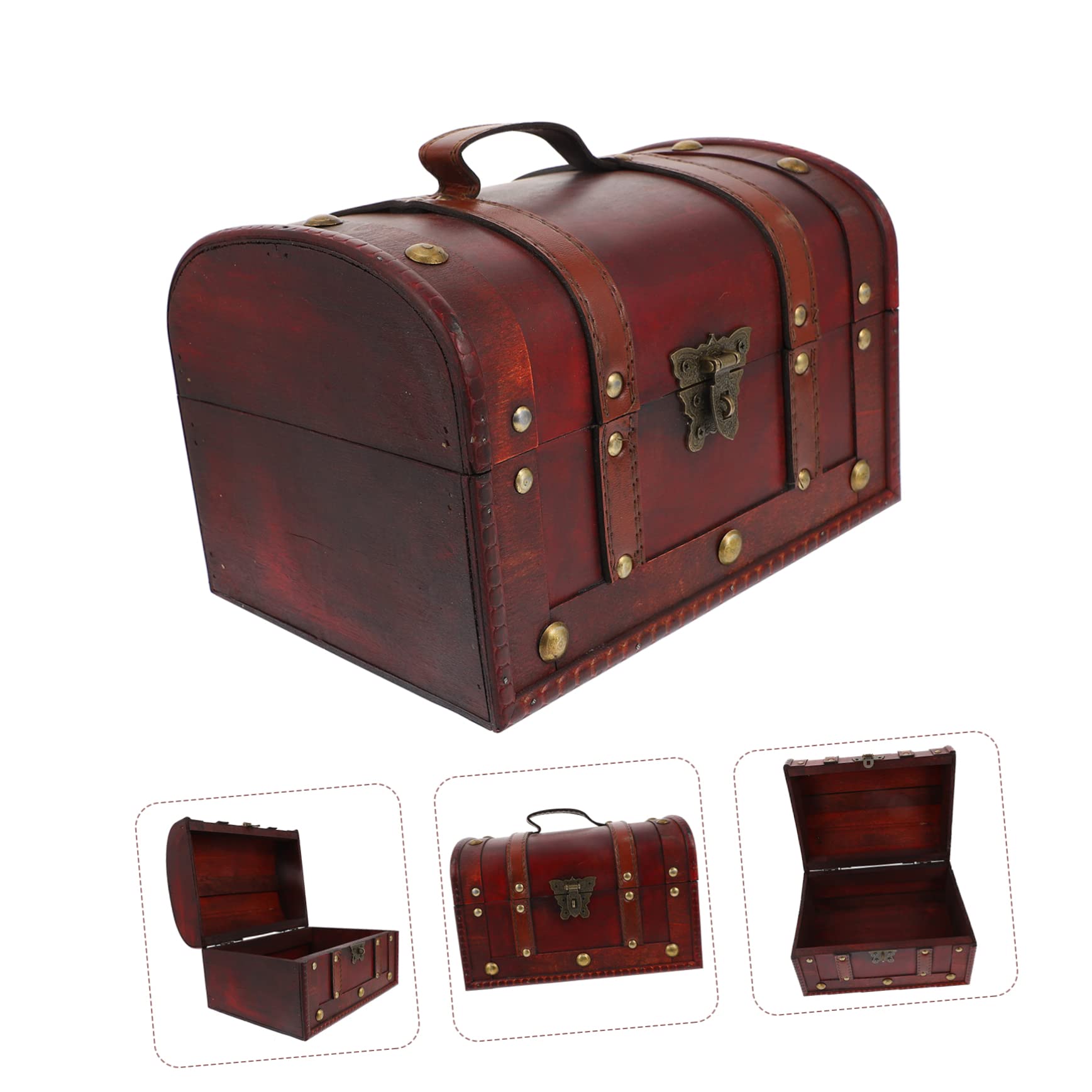 1 caja de unid cofre del tesoro antiguo pendientes decoración cajas de joyería cajas antiguas contenedor con tapa estuche de joyería de viaje organizador de artículos diversos contenedor de joyería re