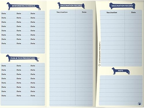 Miniatura 3 de Anzon Mories Tarjetas de registro de vacunación para perros 24 paquetes con bolsillo de almacenamiento para microchips accesorios grandes 8 x 105