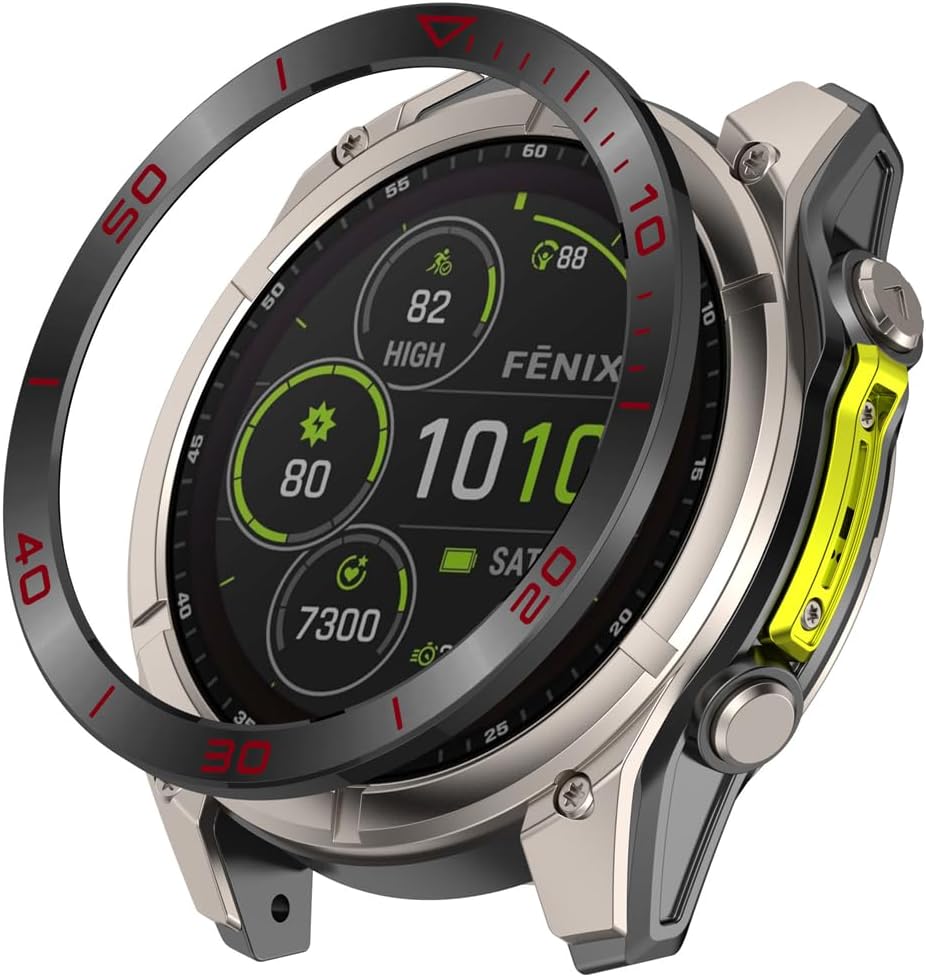 Bezel Styling Compatible with Garmin Fenix 8 AMOLED 47mm Adhesive Frame Ring Cover Anti Scratch [Stainless Steel] Protection for Fenix 8 AMOLED 47mm