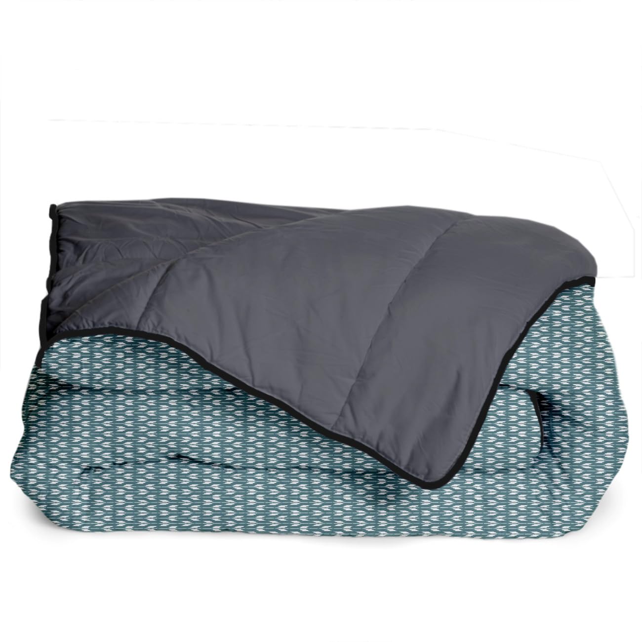 Bleu Calin Couette Imprimée Chaude Soumaya 220x240cm Lit 2 Places - Microfibre - Édredon 350g/​m² - Fabriqué en France, Certifiée Oeko-​Tex - Bleu Paon/​Gris Ardoise