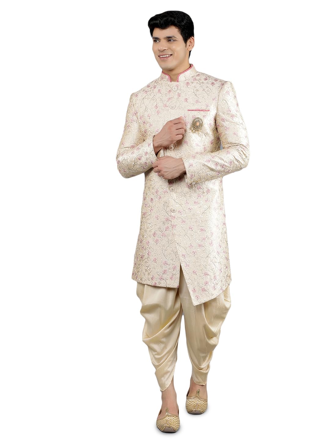 Men's Floral Embroidery Sherwani Set-image-11