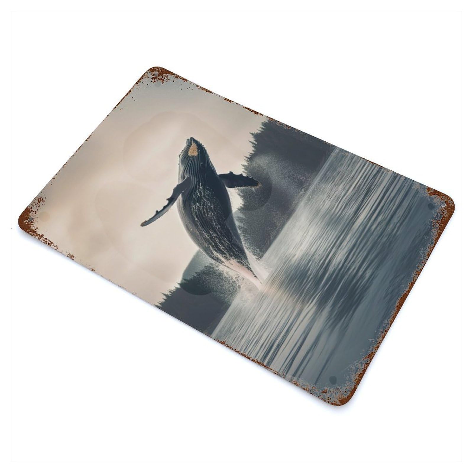 Whale Shark Portrait Rusty Metal Tin Sign 11.8"x7.9", Ideal for Farmhouse, Kitchen And Entryway Decor