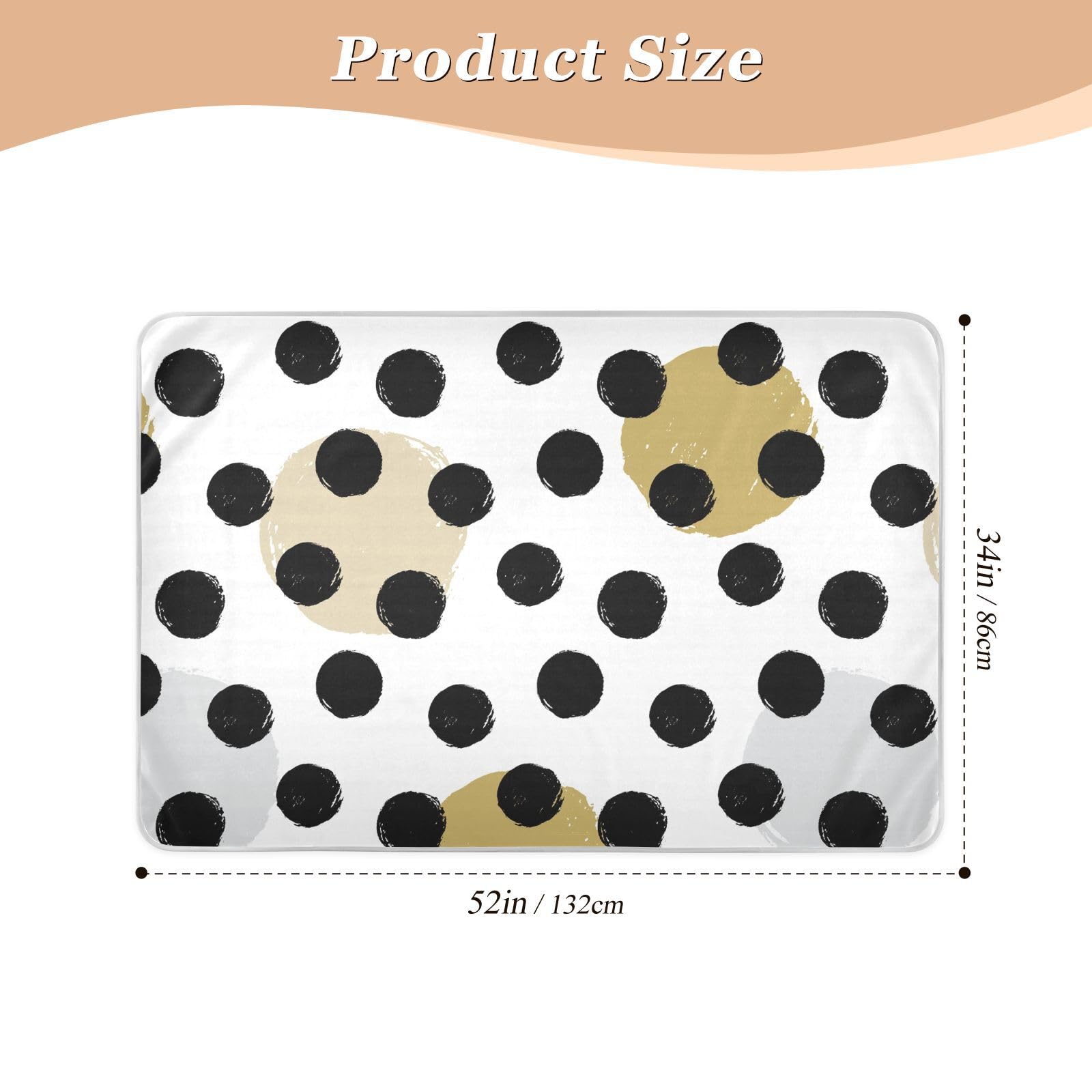 Cute Black Polka Dot Mattress Protector Pad, Washable Underpads for Adults, Reusable Pads for Incontinence