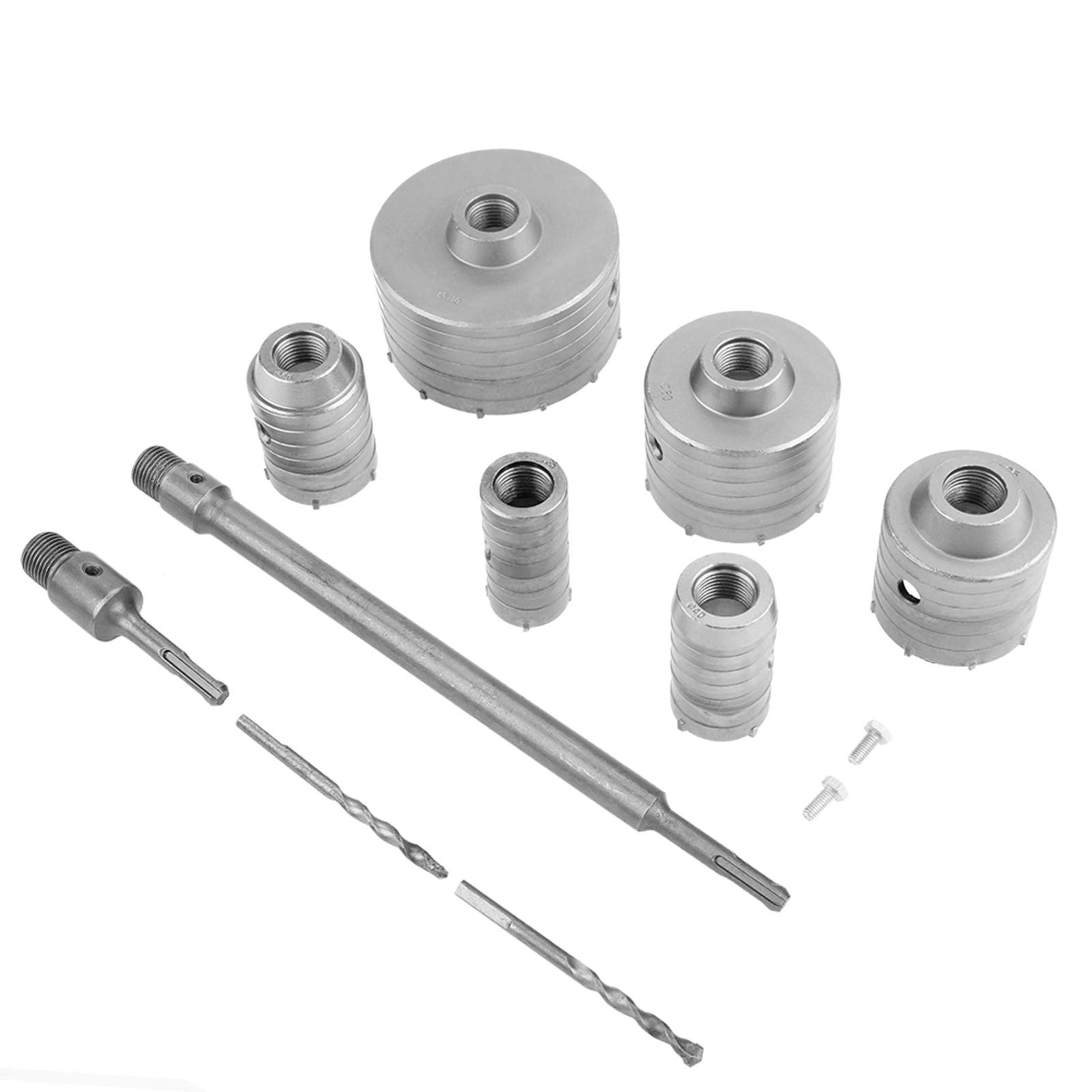 Set di Punte da Trapano per Calcestruzzo e Muratura, 6 Pezzi 35-110 mm, SDS+ a Testa in Carburo di Tungsteno con Asta di Estensione 300 mm