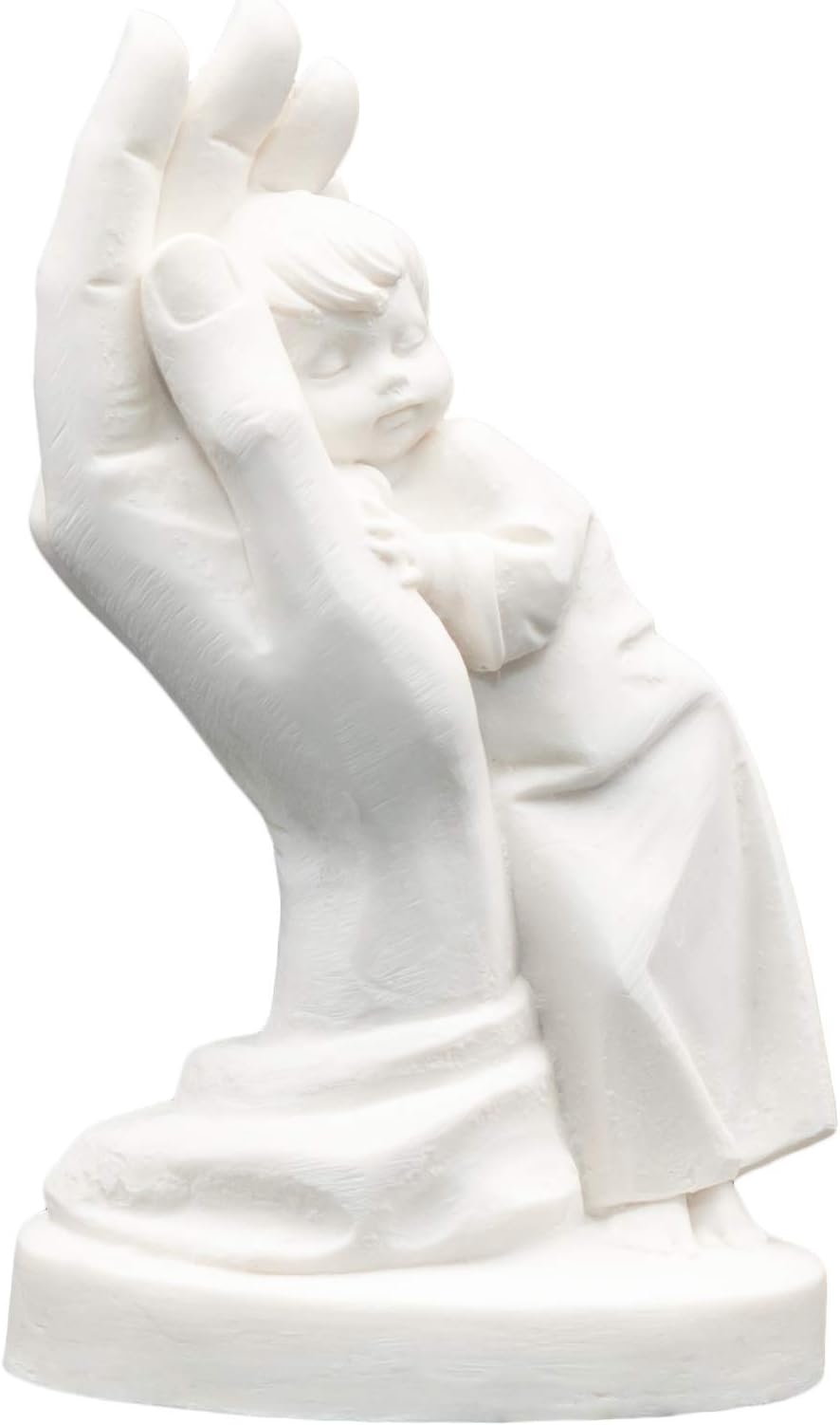 Handmade Alabaster Baby Boy Statue on a Hand 4.7 in