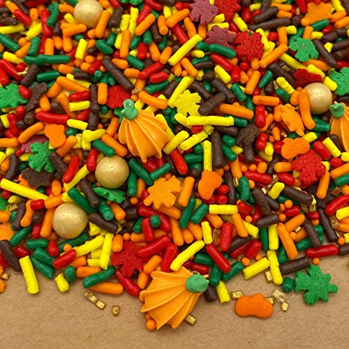 Fall Fields Sprinkle Mix by Simply SucrÃ© | Thanksgiving Sprinkles | High Quality Sprinkles | Thanksgiving | Edible Sprinkles | 4 oz. 8oz. 16 oz. 24 oz. | Bulk Sprinkles | Orange Sprinkles (4 oz jar)
