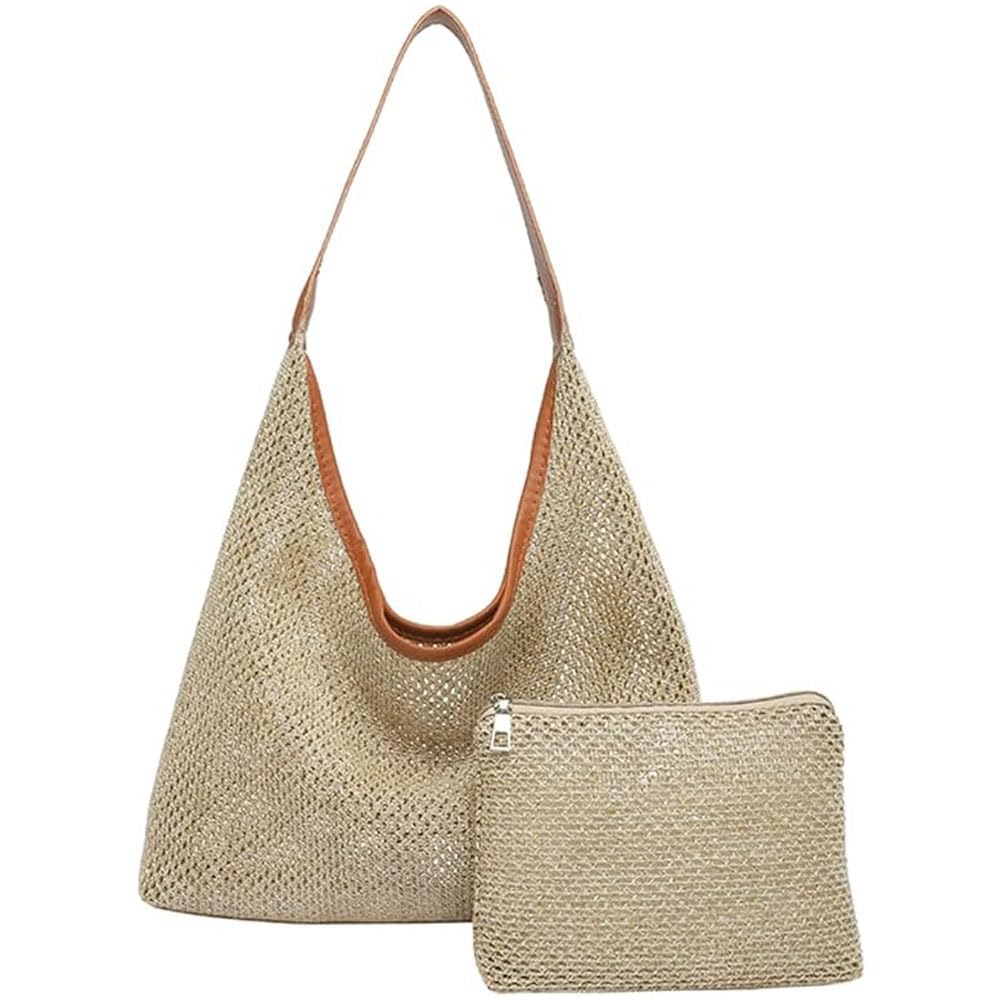 YingStar Bolso Rafia Mujer Verano Bolsos de Paja Bolso Playa Pequeña Bolsa Mujer Bolso Bandolera Verano Cartera Bolso de Mano Fiesta Pequeño Bolso Hombro Tote Bag Con Clutch