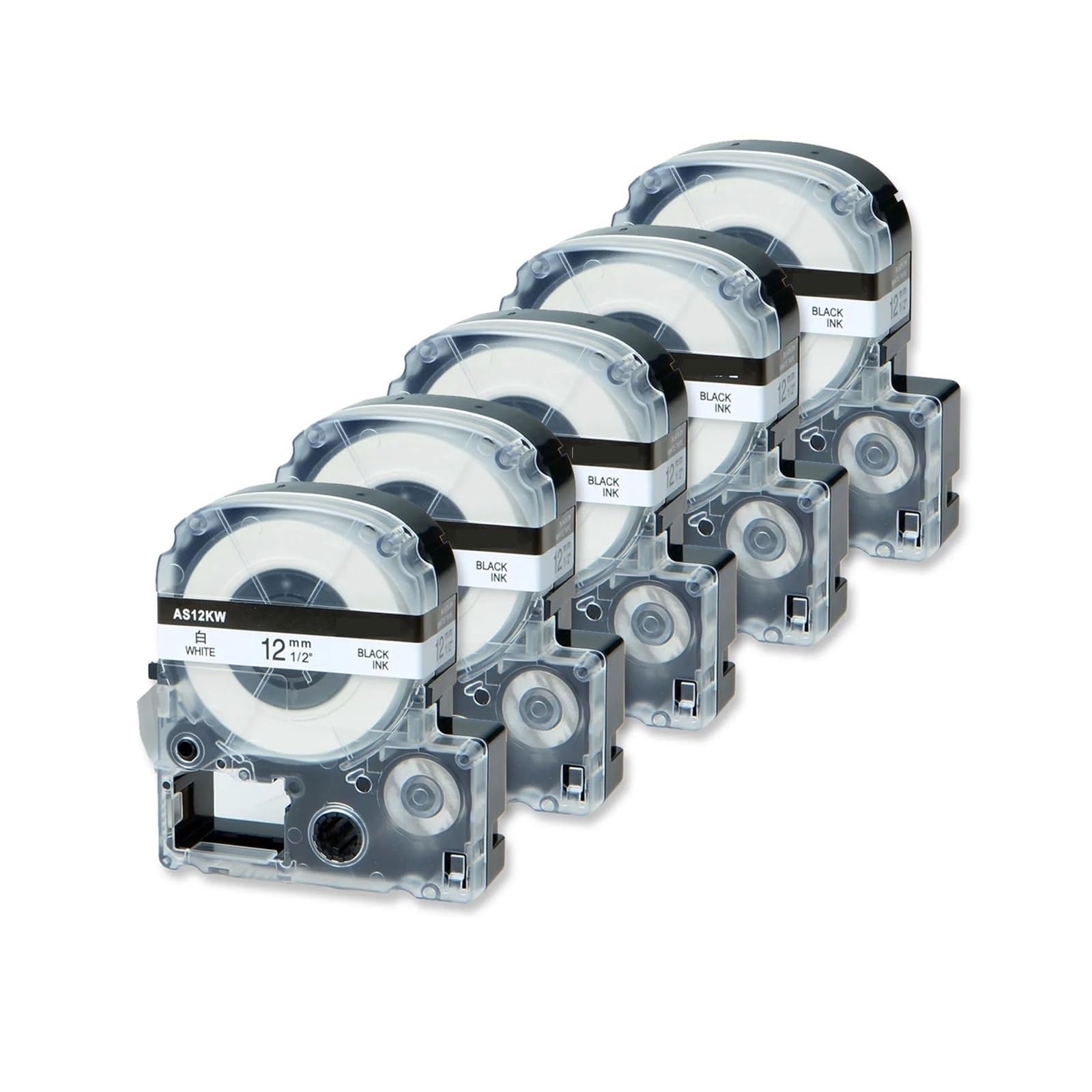 5pcs Nastro for etichette AS12KW compatibile for Epson LW-400 LW-300