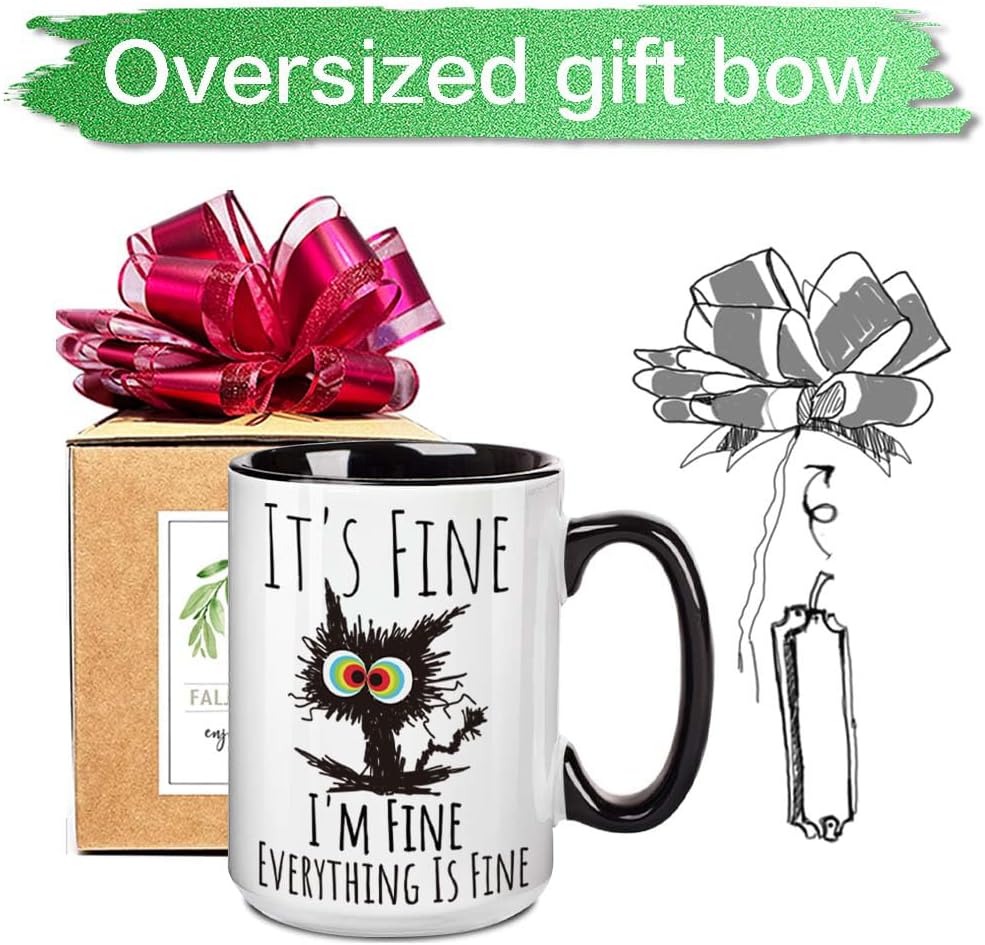 FALJIOK I'm Fine Everything is Fine Coffee Mug 15oz Funny Sarcastic Cat Mug Gifts for Cats Lover Novelty Mug Gifts for Cat Lover Women Mothers Day, Funny Cats Mug Gift for Coworker Manager Friend - Image 5