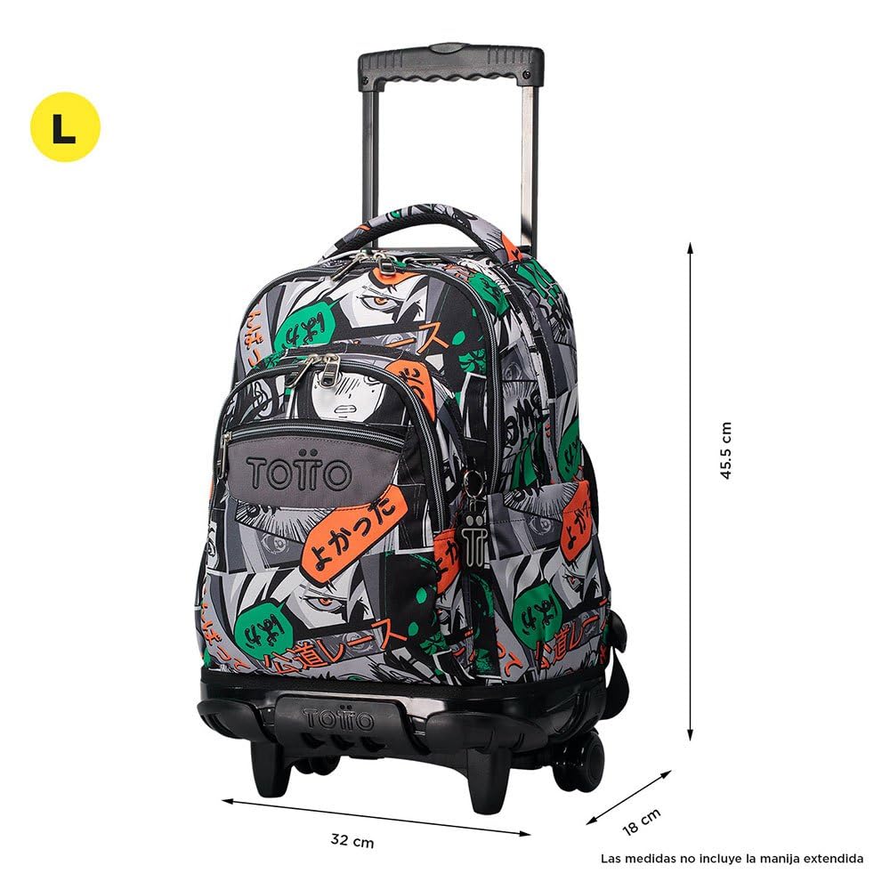 Mochila escolar con ruedas manga - Renglones TOTTO TAMAÑO GRANDE