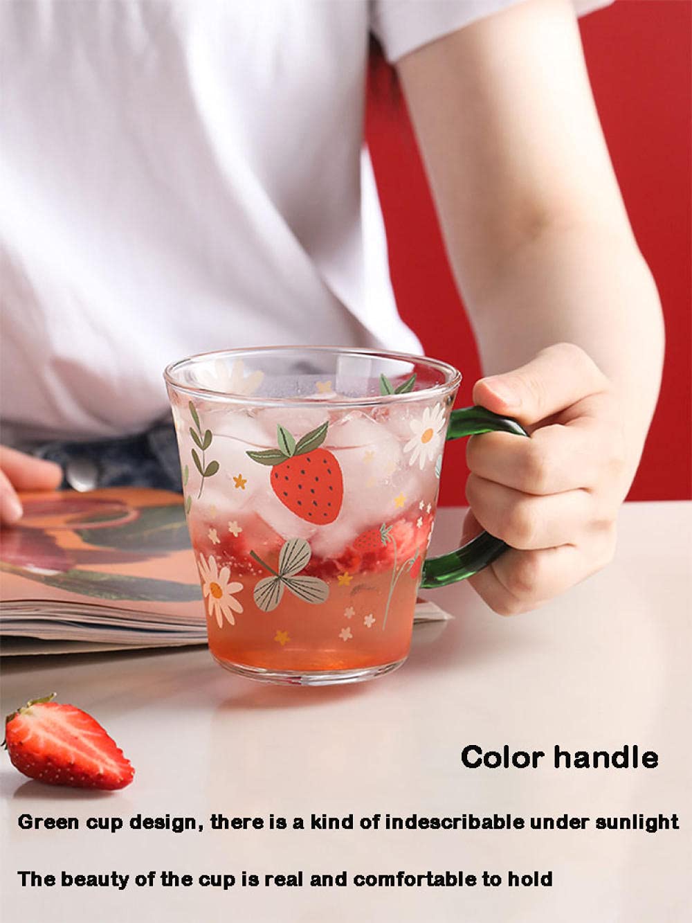 Szklane kubki do kawy, 400 ml, odporne na wysokie temperatury, szklanki do picia z uchwytem, bezpieczne w kuchence mikrofalowej, urocze kubki, walentynki, kreatywne romantyczne prezenty urodzinowe dla