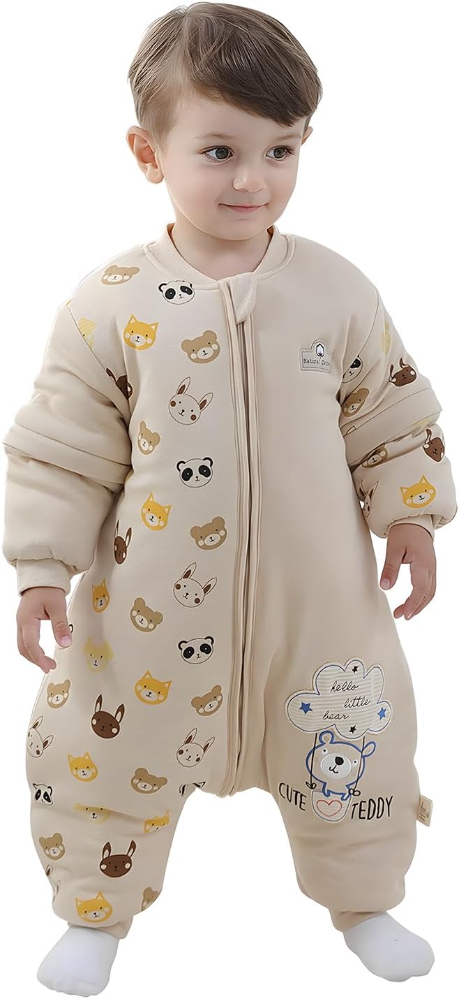 Baby Sleeping Bag, 2.5 TOG Baby Sleep Sack with Legs,Winter Sleeping Bag with Removable Sleeves