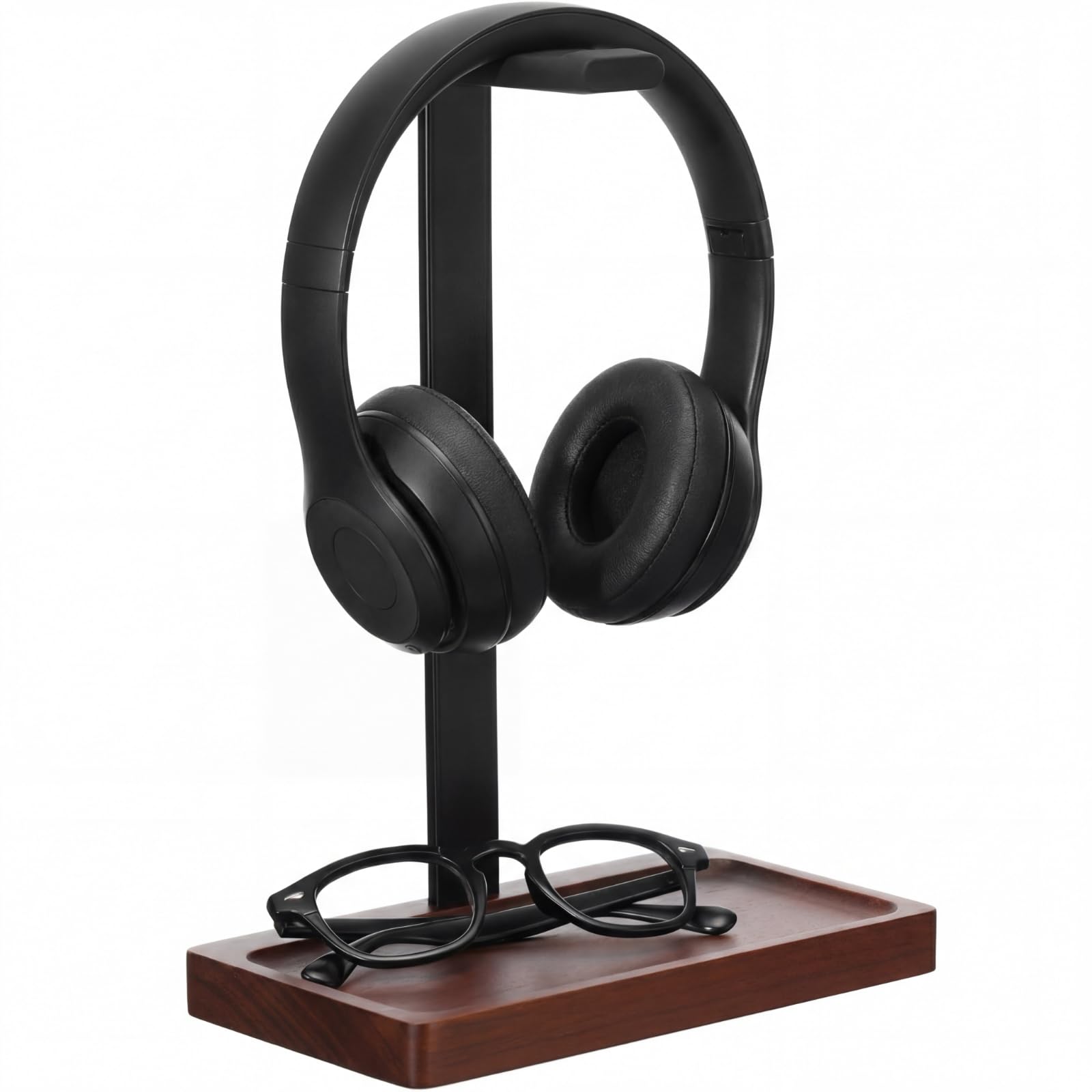 Walnut Wood Headset Holder, Desktop Headphone Stand, Universal Headphone Holder with Storage Base for Gaming, Music Headsets-image-40