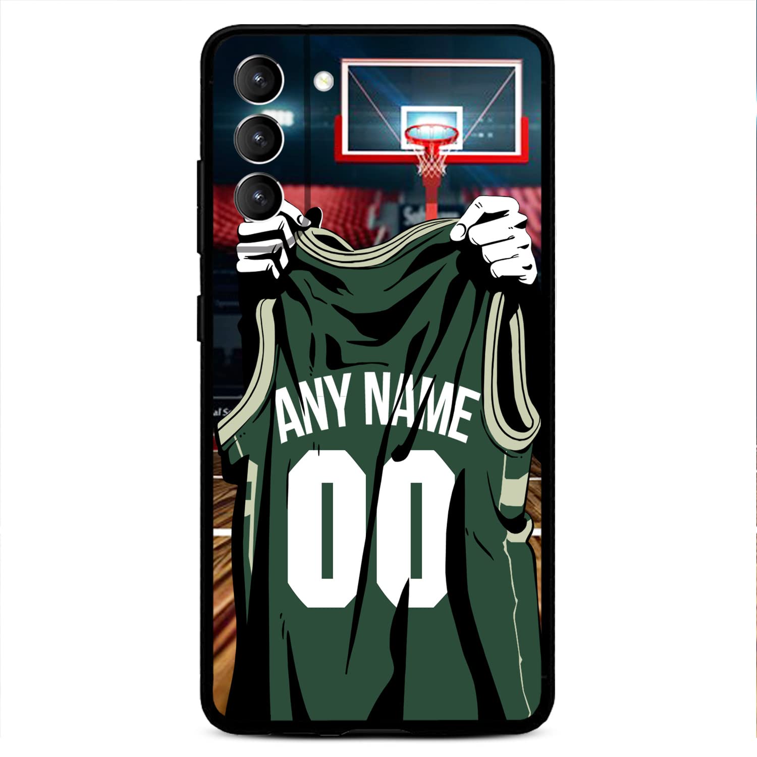 VNGDA DIY Custom Name & Number - Milwaukee Basketball Jersey - Liquid Silicone Case for Samsung Galaxy S22 S23 S21+ S20 Ultre S21 FE S10 S8 S9 Plus,