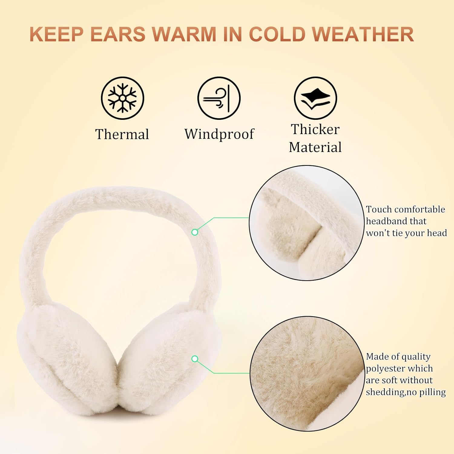 PESAAT Fluffy Ear Muff for Women Plush Earmuffs Kids Winter Earmuffs Girls Boys Cold Weather Ear Warmer - Image 2