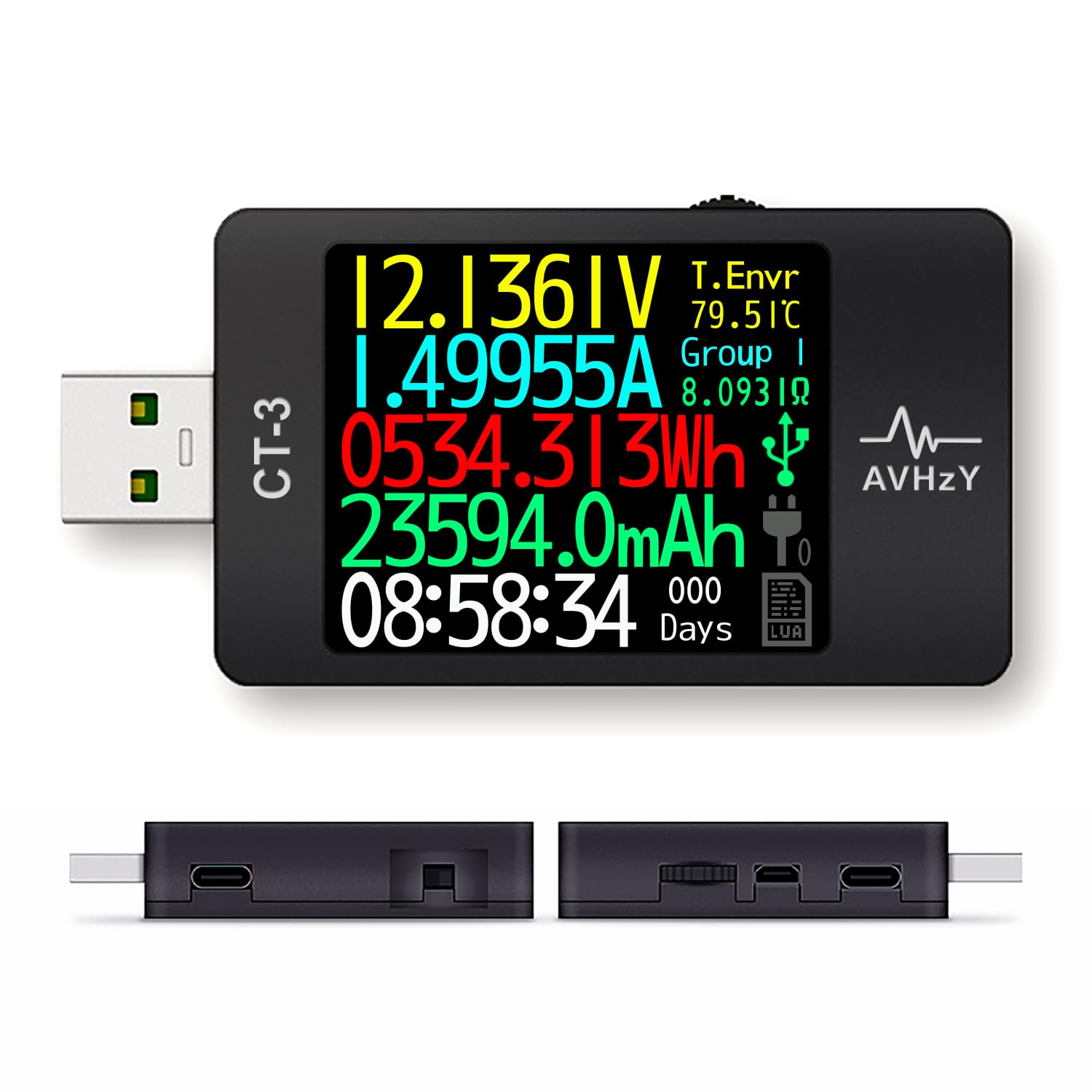 Amazon.co.jp: AVHzY CT-3 USB3.1 電流・電圧測定器 DC 29V 6A 対応