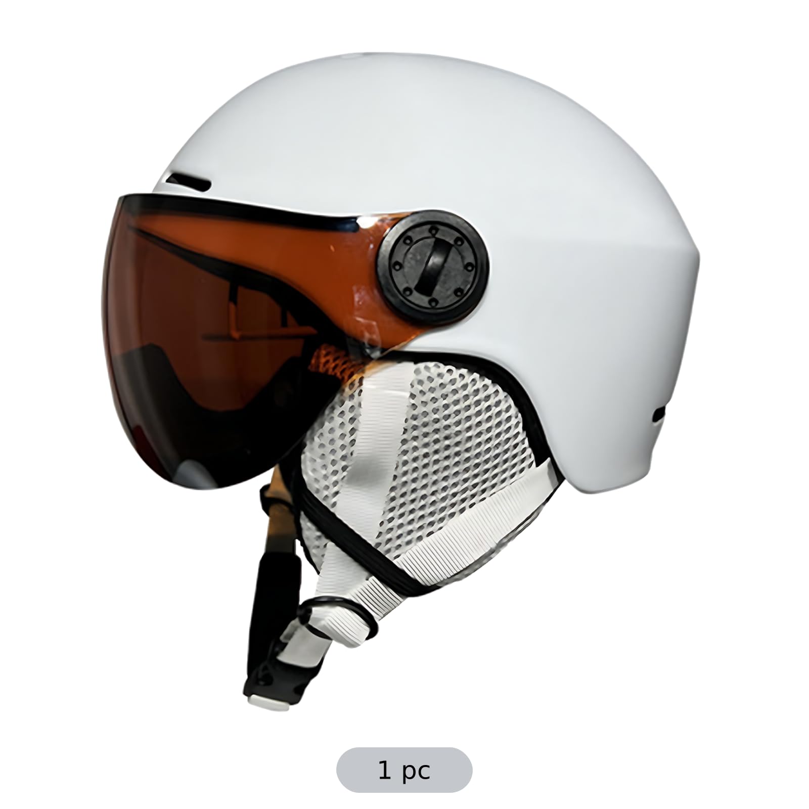Kask narciarski z wizjerem, kask śnieżny XL dla mężczyzn i kobiet, model kask snowboardowy ze zintegrowaną osłoną gogle, lekki, matowy, biały, nakrycie głowy do narciarstwa zjazdowego, sportów