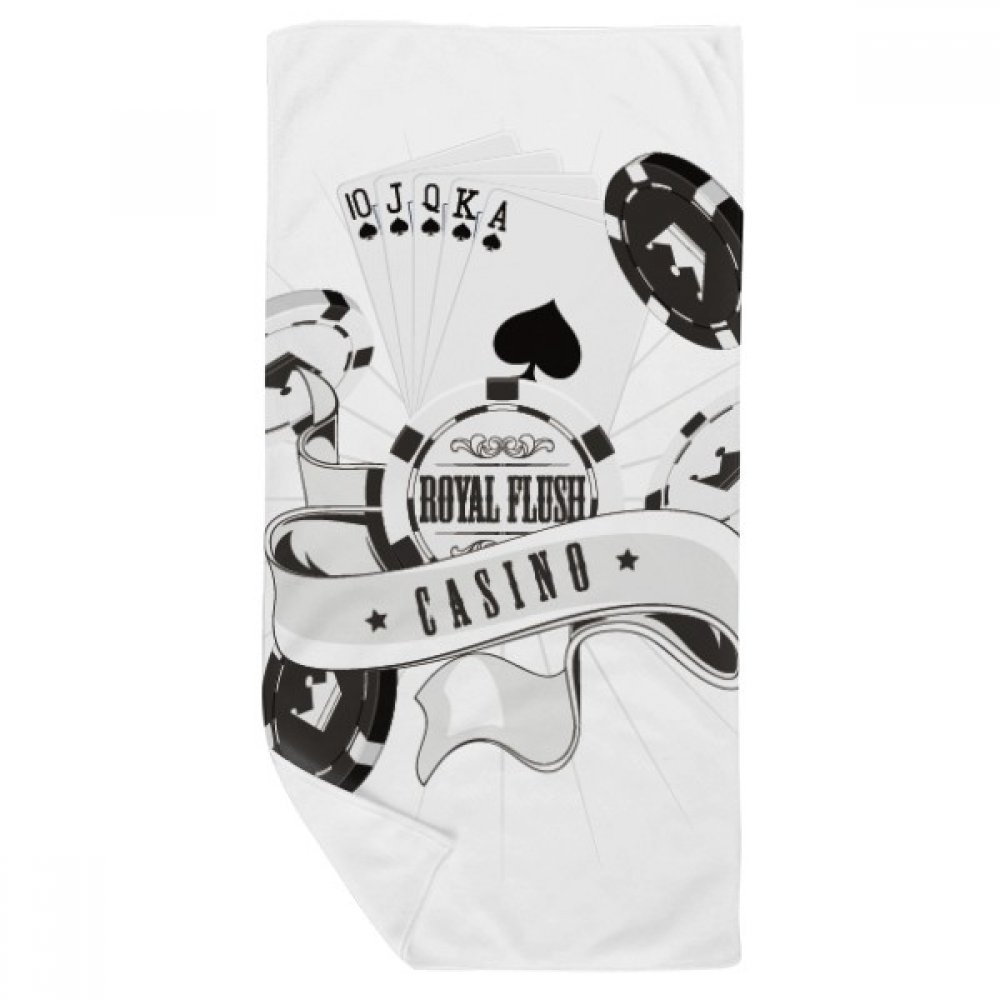 Serviette de bain et drap de douche doux multicolore 35x70cm avec motif de cartes à jouer