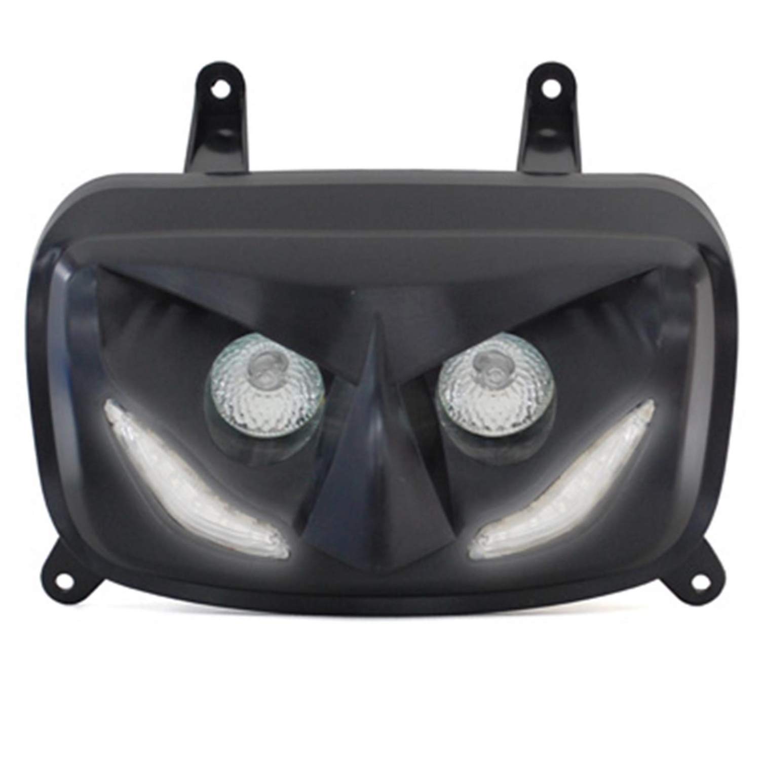 REPLAY - Doppia Ottica r8 per MBK 50 Booster 2004+-Yamaha 50 bws 2004+ Nero con LED Bianchi
