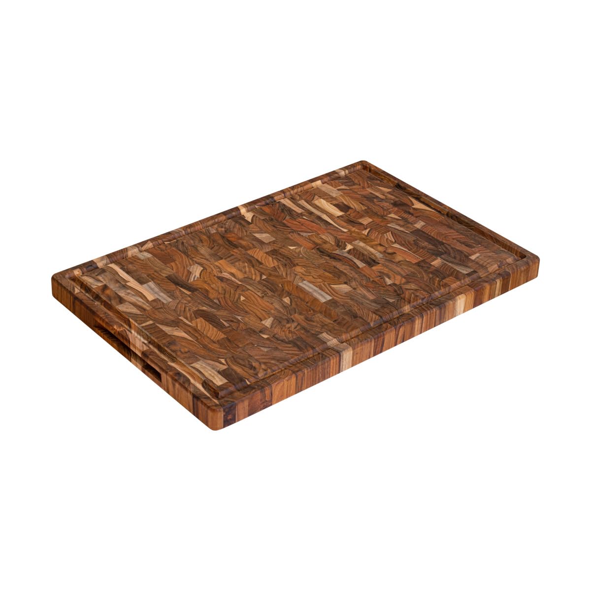 XXL Schneidebrett aus Brasilianischem Teak Hartholz | 58 x 38 x 3.2 cm | Mit Saftrillen, Tragegriffen und Anti-Rutsch Füßen | FSC Zertifiziert | 100% Nachhaltig