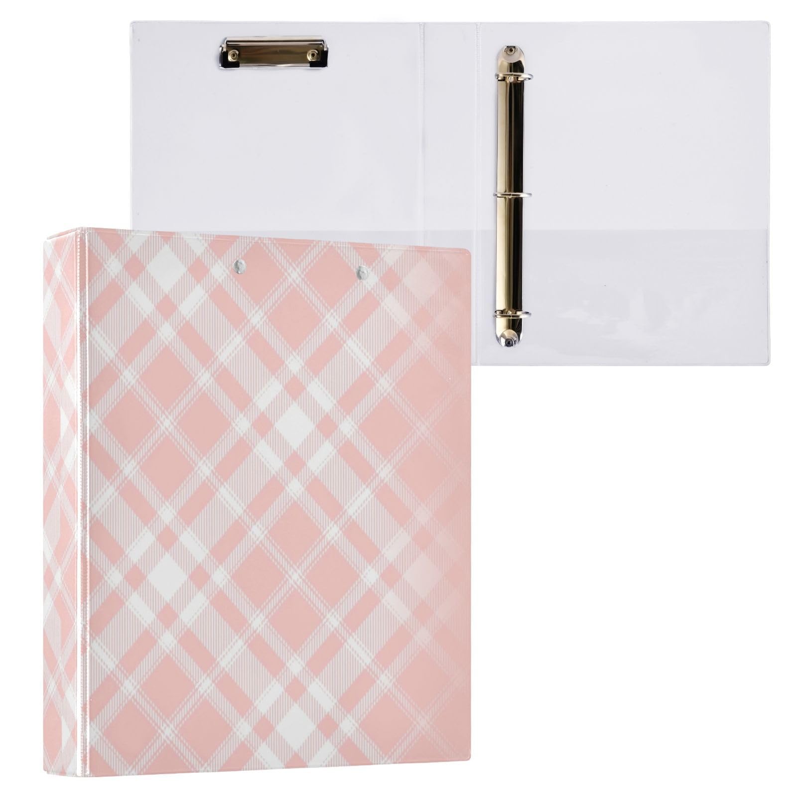 Raccoglitore di materiale scolastico da 1 e 1/2 pollici a scacchiera rosa carne