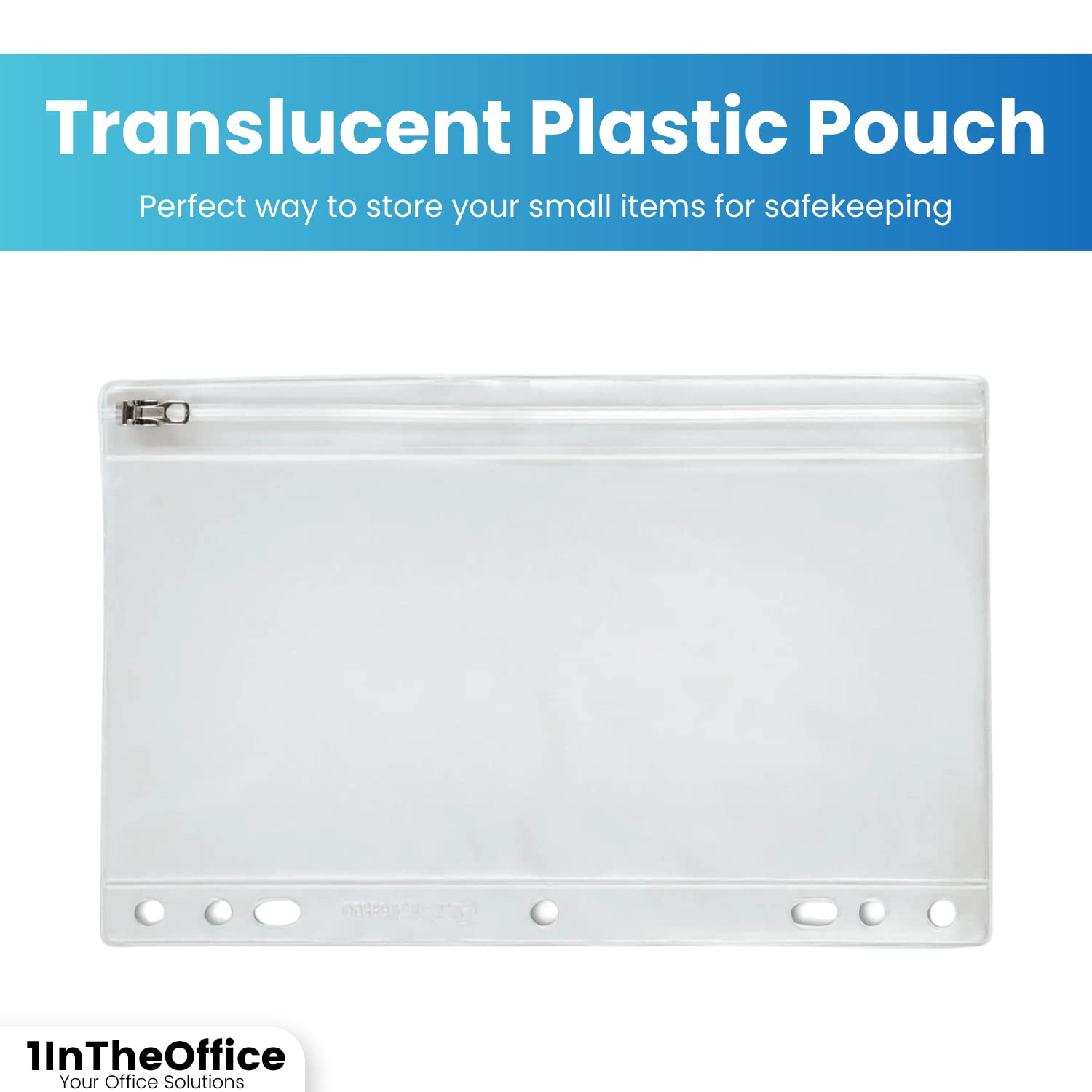 1IntheOffice Estuche transparente para lápices de 3 anillas con cremallera, vinilo, paquete de 8