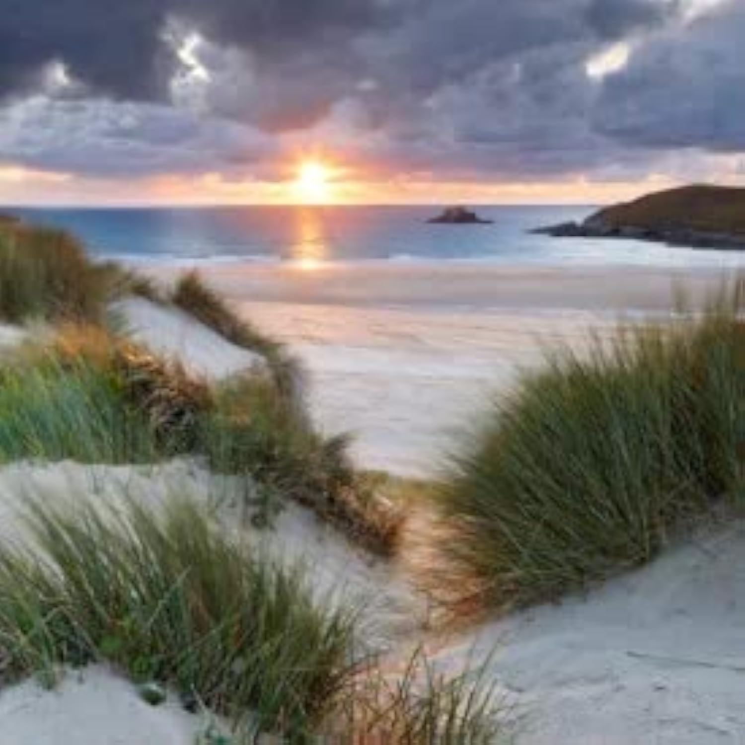 Birthday/Blank Photographic Card for Men/Women - General Male/Female Card - Sunrise at Crantock Beach, Cornwall - Eco-Friendly & Recyclable - Made in the UK