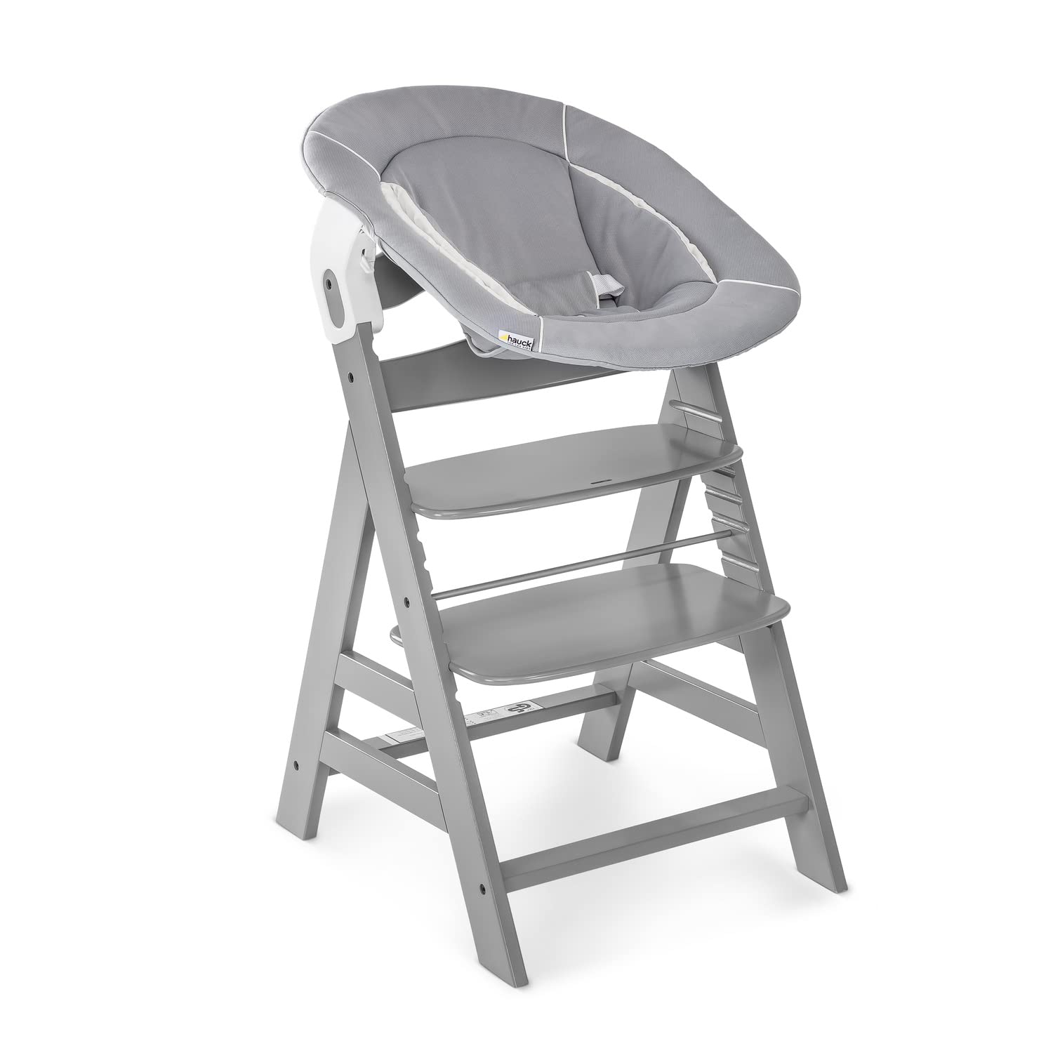 hauck Alpha 2 en 1 Hamaca Trona, Compatible con Tronas hauck Alpha Plus y Beta Plus, Hamaca para bebés desde el nacimiento hasta 9 kg, con Reductor de Asiento, Función de Balanceo, Gris
