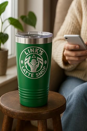 Miniatura 4 de Legendary Hero Warrior Princess Royalty Fantasy Latte Coffee Shop Video Game Parody - Taza aislada al vacío con tapa transparente con grabado láser