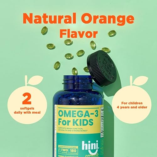 Miniatura 5 de HINI Omega-3 para niños vitaminas Omega 3 DHA, inmunidad para niños, vitaminas Omega para la salud cerebral y ocular y fuerte apoyo a los huesos, 2