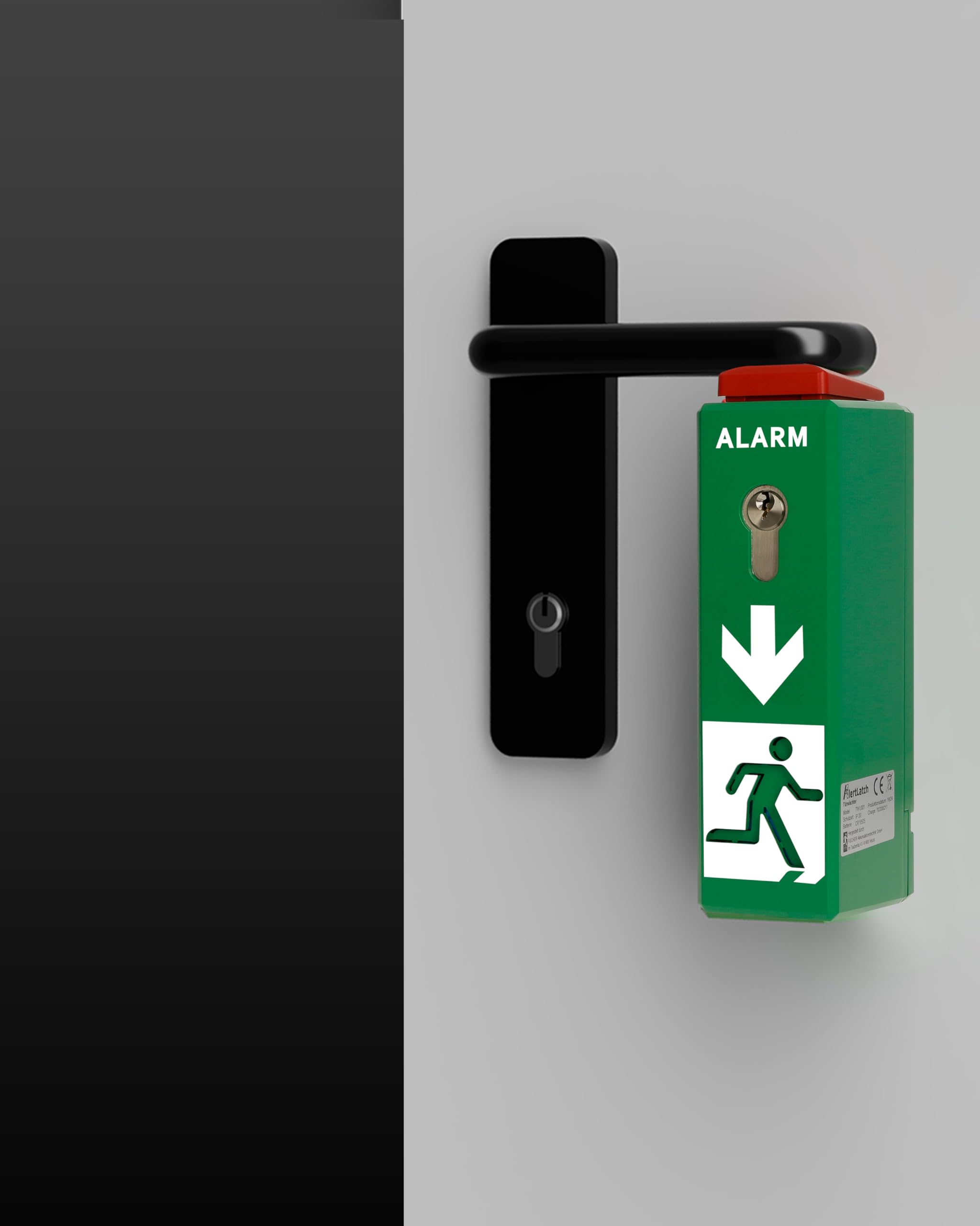 Einhand-Türwächter - mit Voralarm - Komplett-Set mit Einzelschließzylinder
