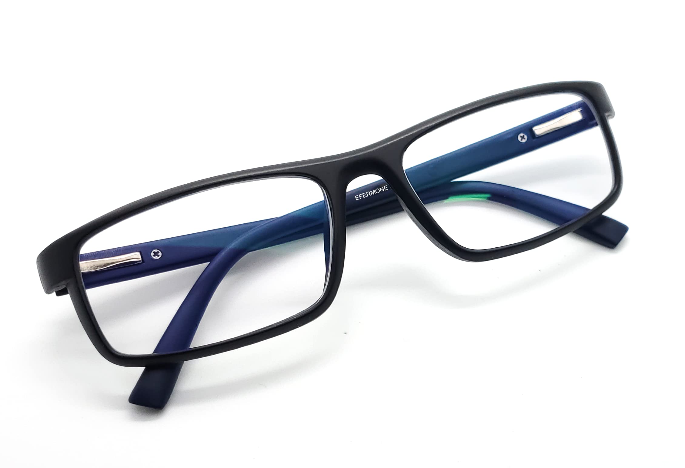 EFERMONEBlue Cut Computer Eye Protection Glasses For Eye Strain Relief With Advance Blue Light Blocking Ability Antiglare Uv Protection (Black+Dark Blue, Unisex-Adult)