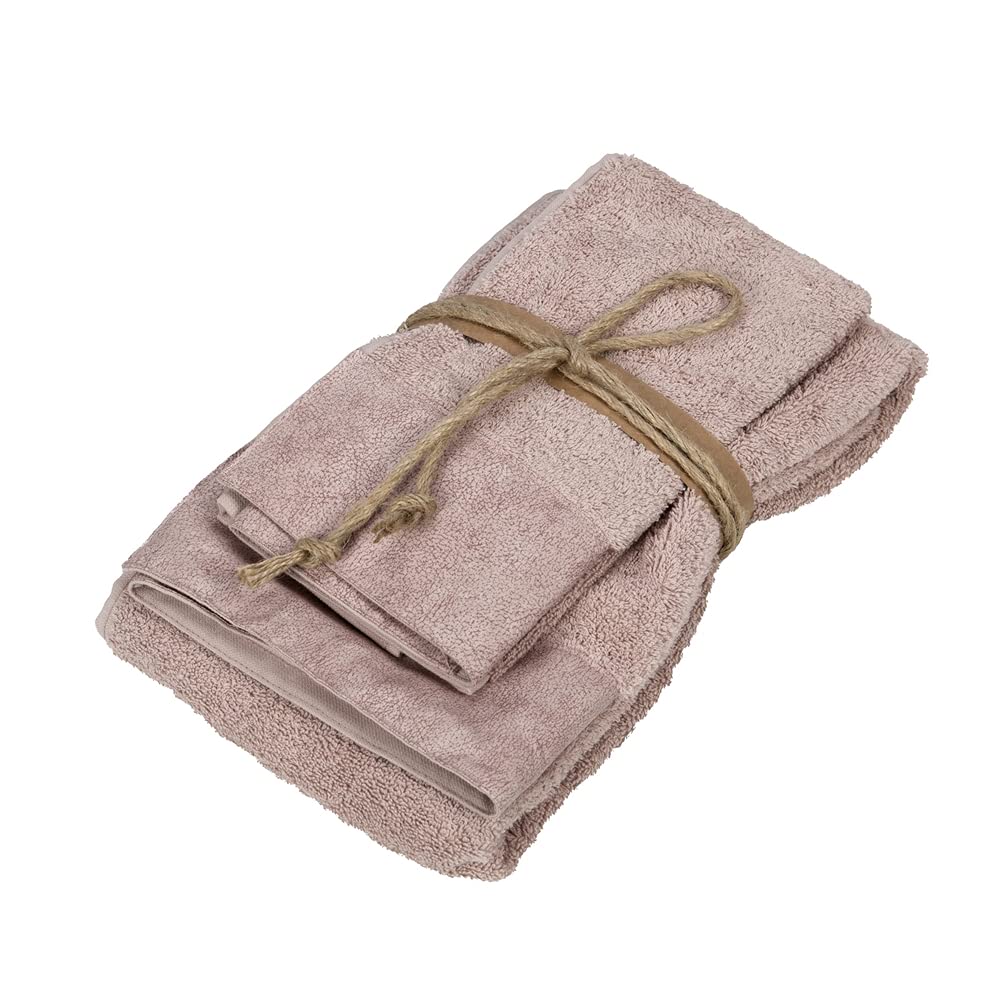 Serviette de toilette rose 40x60 et 60x110 cm Gauchat Couple drap de bain invité en coton