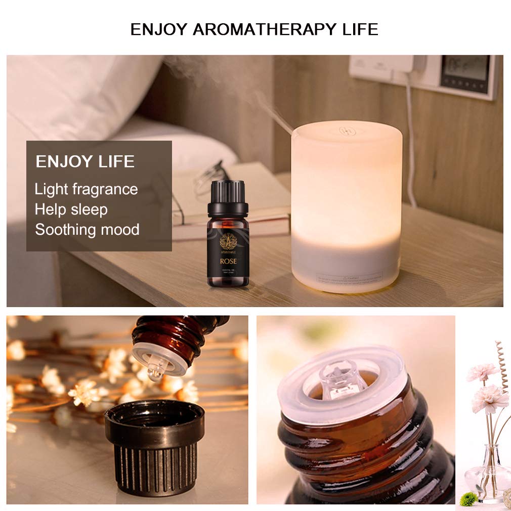 100% reines Rose ätherisches Öl Set für Diffusor, Aromatherapie Lavendel ätherisches Öl Kit für Hause, 8x10ml 100% reines Vanille, Vetiver, Ylang Ylang, Grapefruit, Geranium, Thymian Öle für Massage