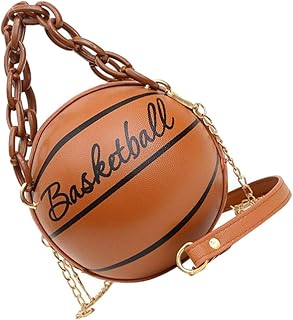 Basketball Shape Handbags Fashion PU Round Purse Tote Shoulder Bag Adjustable Strap Messenger Bag for Women Girls