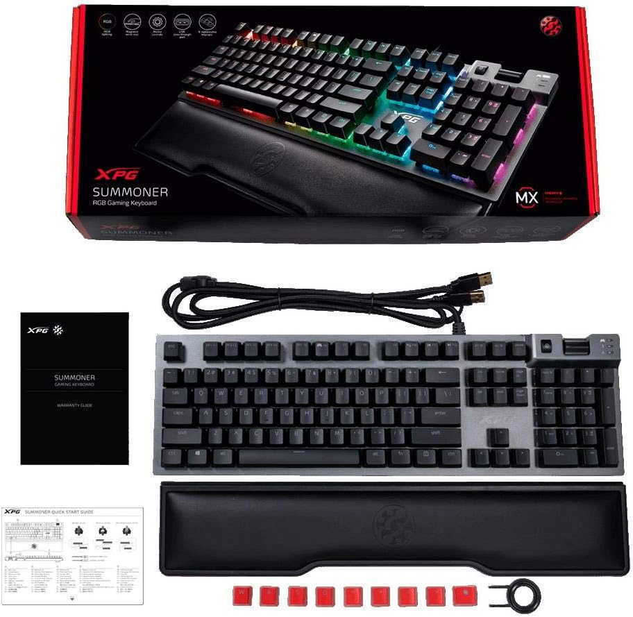 ADATA XPG Summoner Gaming Keyboard (Silver Switch) - Cable Connectivity - USB 2.0 Type A Interface - Mechanical Keyswitch - Gunmetal Gray