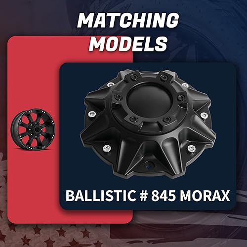 Miniatura 3 de InTech Auto Juego de 4 tapones centrales de rueda para Pro Comp 48 Series y Ballistic 845 Morax - Juego de 4 tapacubos centrales