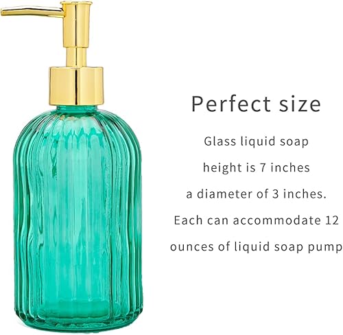 Miniatura 6 de Dispensador de jabón de manos de vidrio de 16 onzas para baño, dispensador de jabón de baño con bomba de presión fácil, dispensador de jabón de