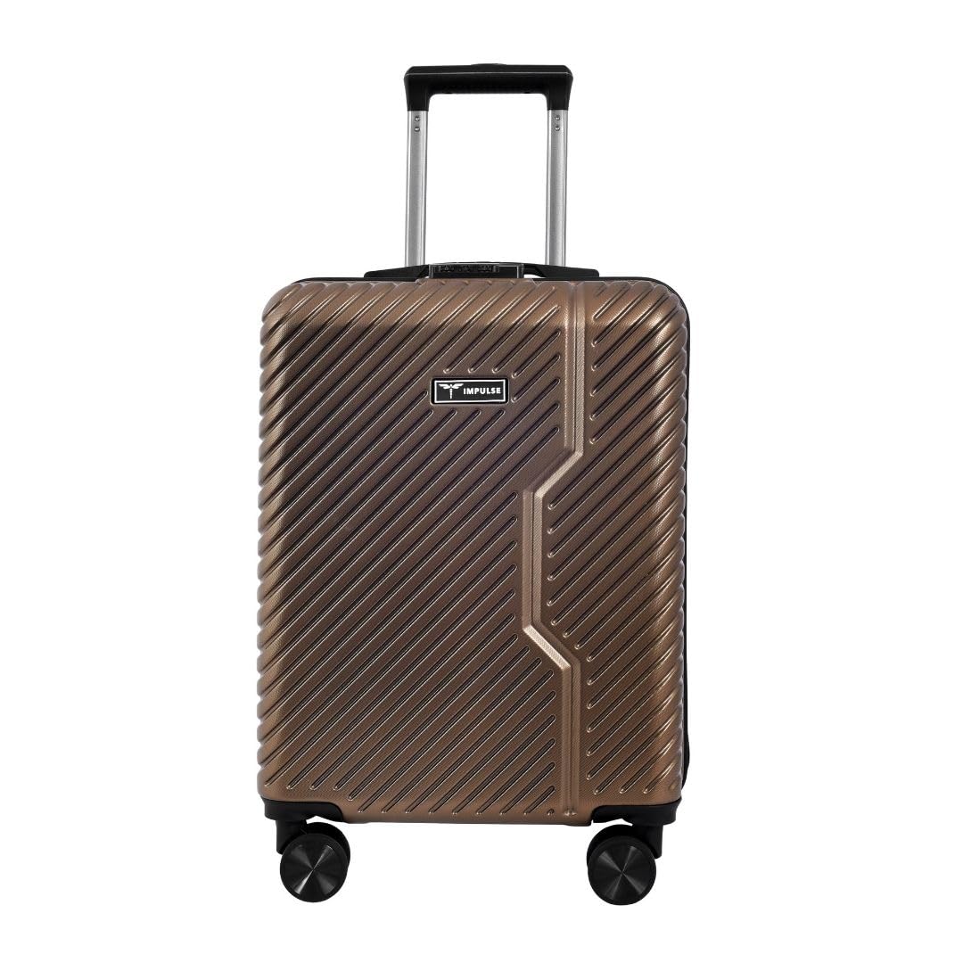 Impulse Vivid Polycarbonate (PC) Trolley Bag for Travel Small Cabin Check in, Luggage Bag Travel Hard Case with 8 Wheels 360 Degree Wheeling System (Brown, Large Checked)