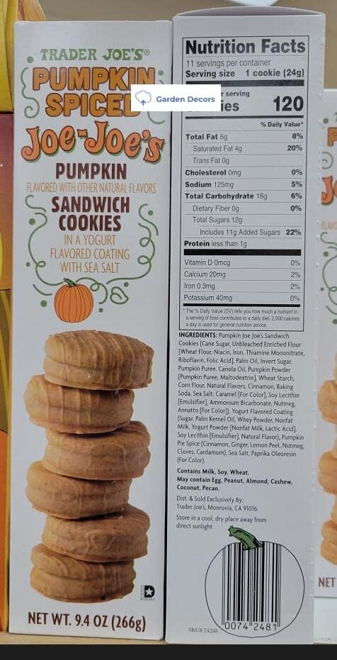 Miniatura 2 de Trader Joes Pumpkin Spiced Joe-Joes Pumpkin Sandwich Galletas de sándwich de calabaza de 94 onzas 938oz dos cajas