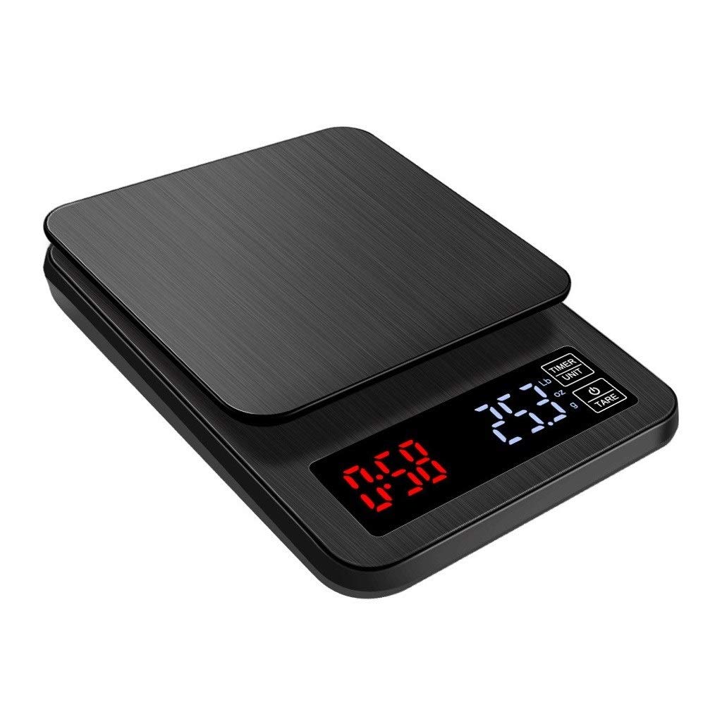 Cyfrowa waga kuchenna, 10 kg, 1 g, waga do kawy, wyświetlacz temperatury LED, funkcja tarowania, odpowiednia do wagi do pieczenia biżuterii