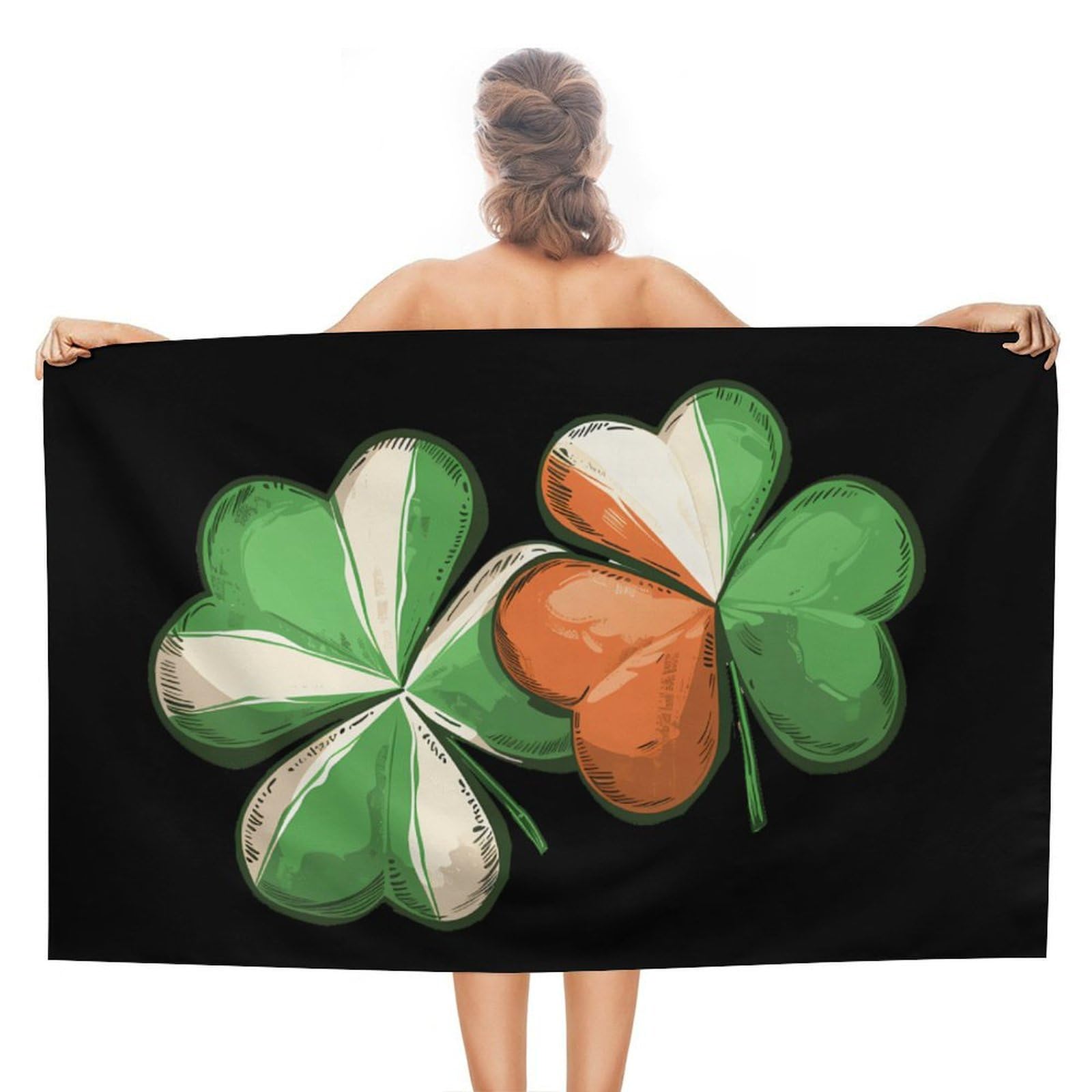 CGSBNGHA Irish Flag Shamrock Beach Towels Soft Bathroom Bath Pool Swim Towels for Women Men