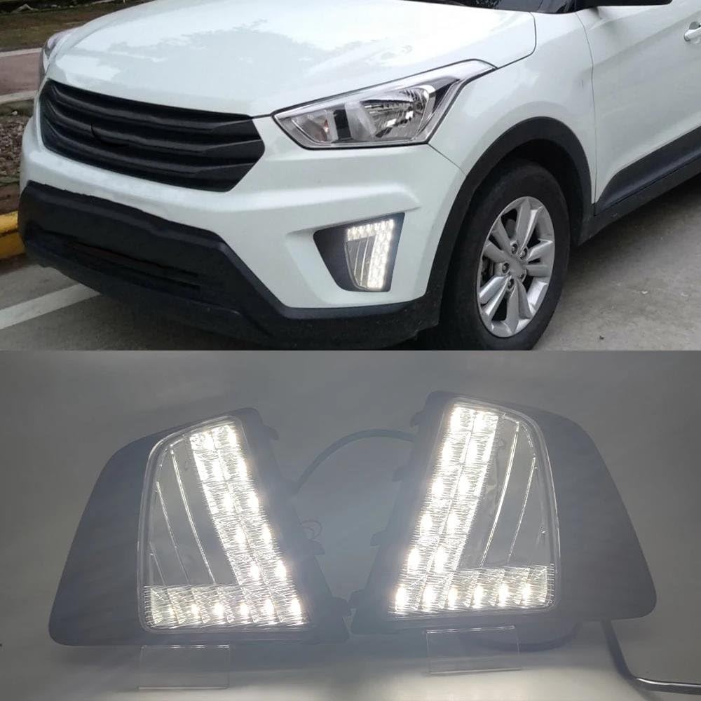 Luces Diurnas LED DRL Luces Antiniebla Intermitentes para Hyundai IX25 para Creta 2014 2015 2016 Lámpara Luz Antiniebla(Blanco)