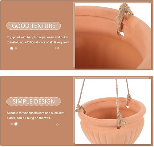 Miniatura 8 de Yardwe 1 juego de maceta colgante de cerámica para suculentas, maceta colgante para guardería, maceta de orquídeas, soporte para plantas de aire
