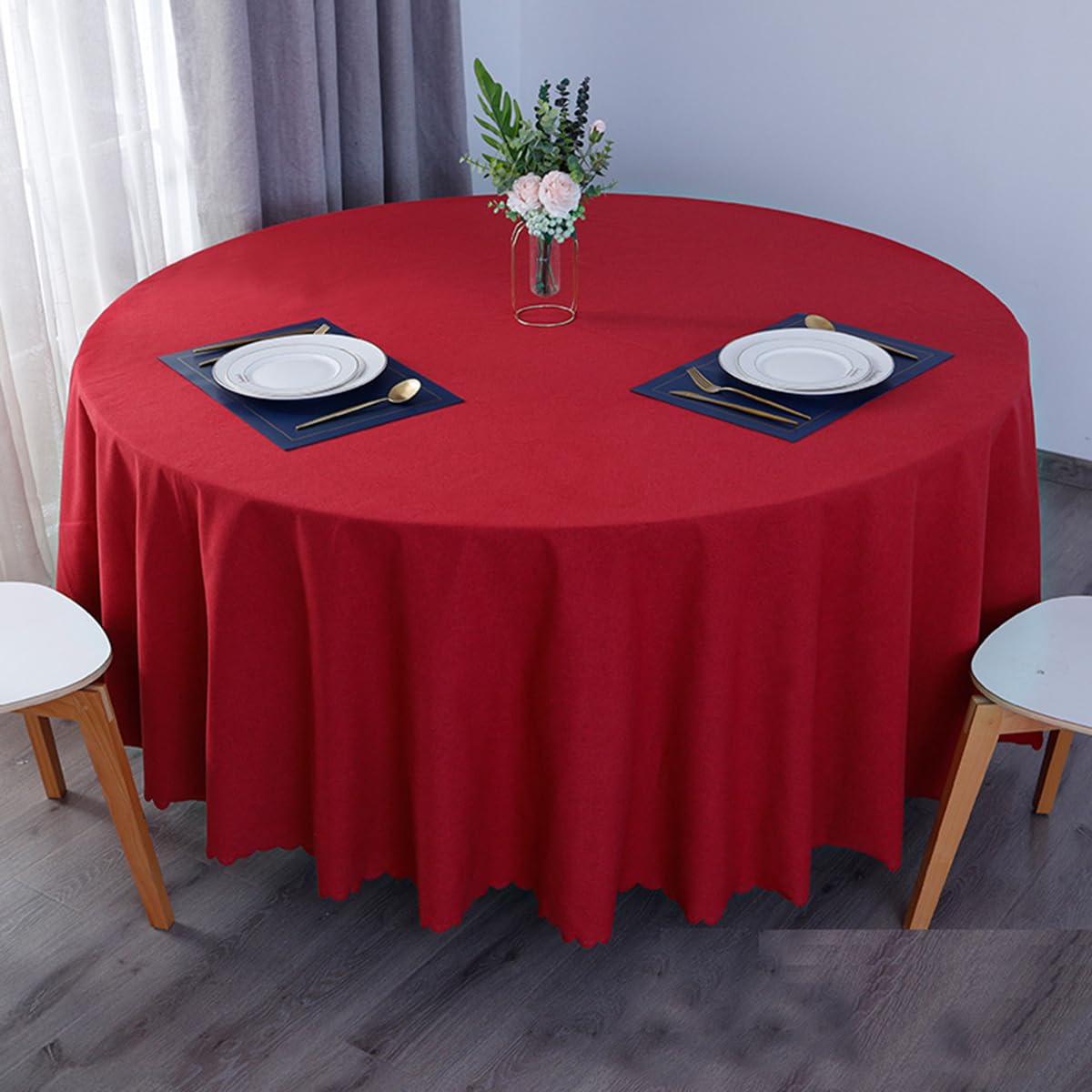 Mantel Antimanchas de algodón y Lino Apto para Cocina Comedor y mesas de café fácil de Limpiar Rojo 140 x 240 cm