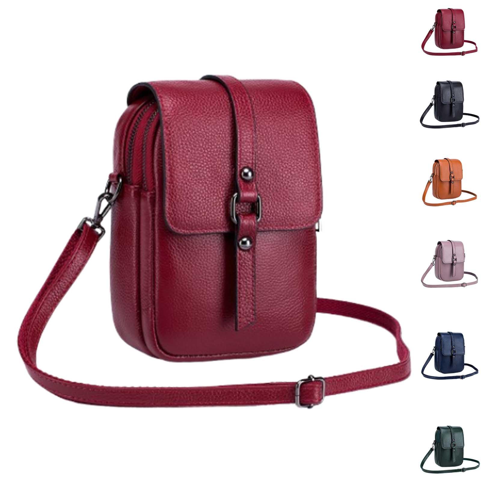 Bolso Bandolera Vintage Para Teléfono Para Mujer, Bolso Bandolera Ligero de Piel Auténtica